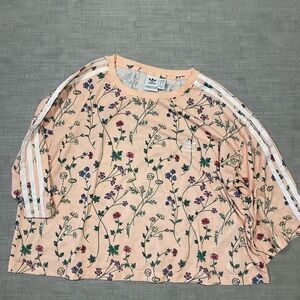 Adidas Women's Floral Short Sleeve Top - Peach